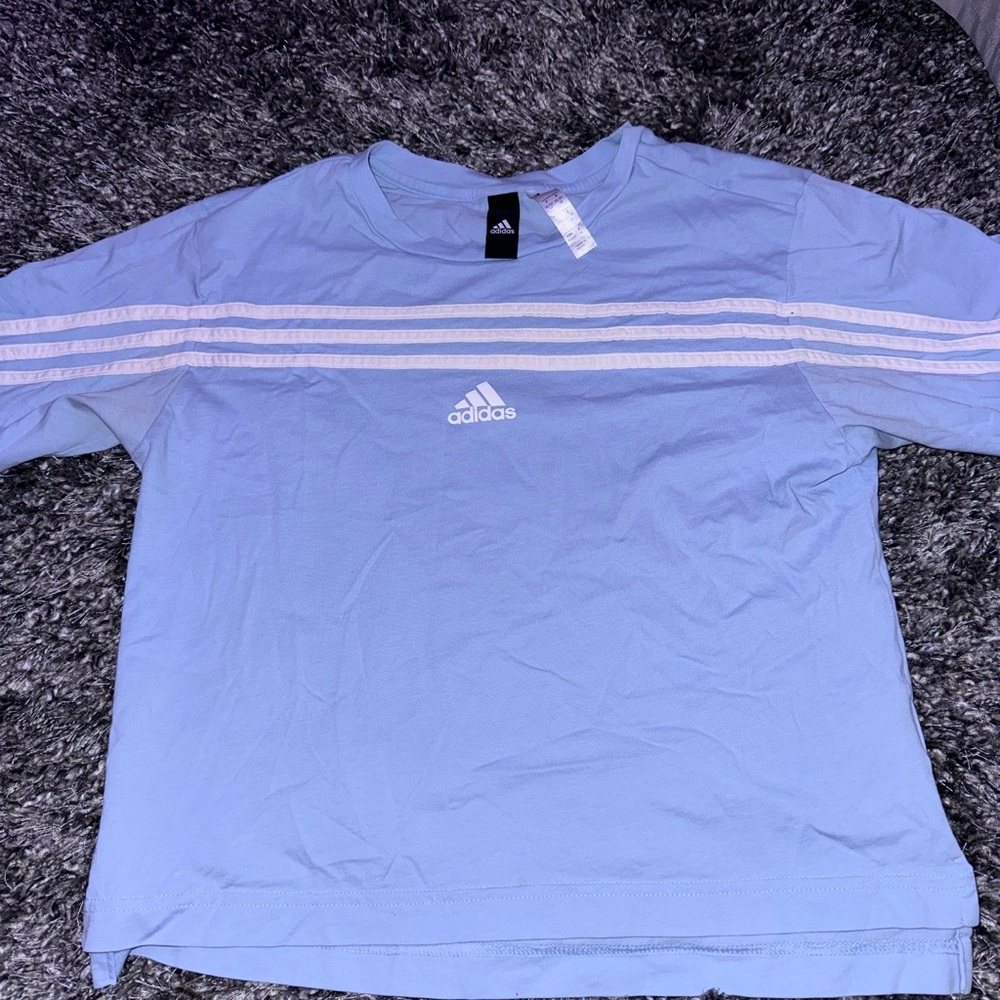 sky blue adidas shirt